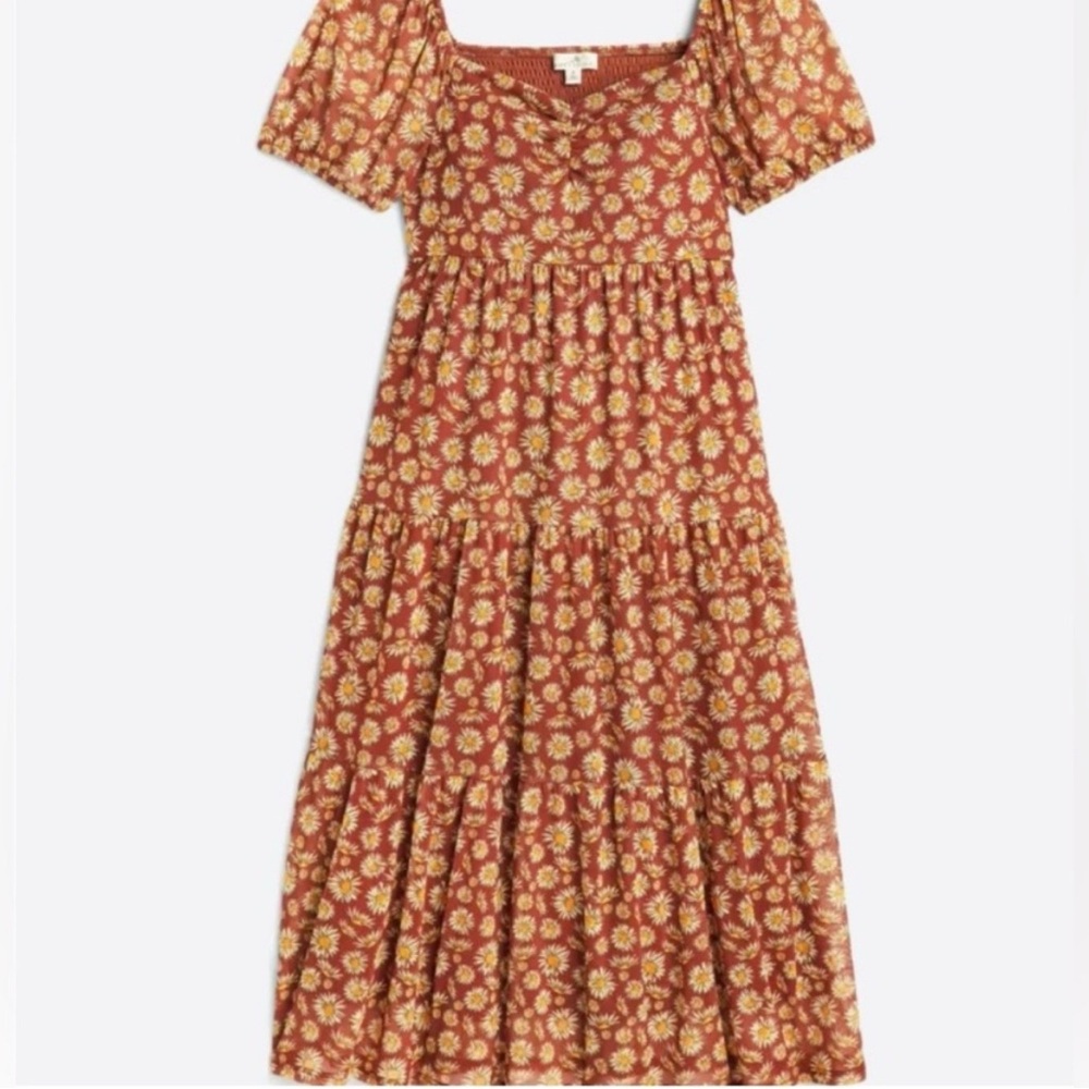 Daisy & Delilah Eliza mesh midi dress Brown Smocked Tiered Midi Sundress